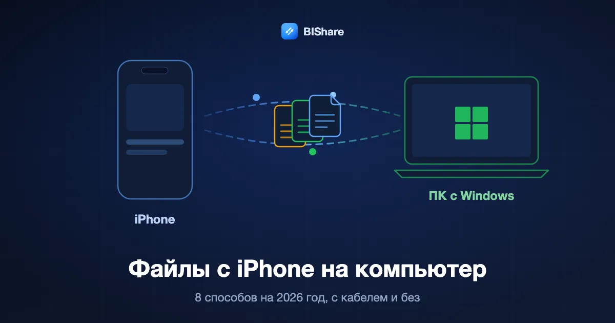 iPhone отправляет документы на ноутбук с Windows, заголовок: как перенести файлы с iPhone на компьютер, восемь способов на 2026 год.