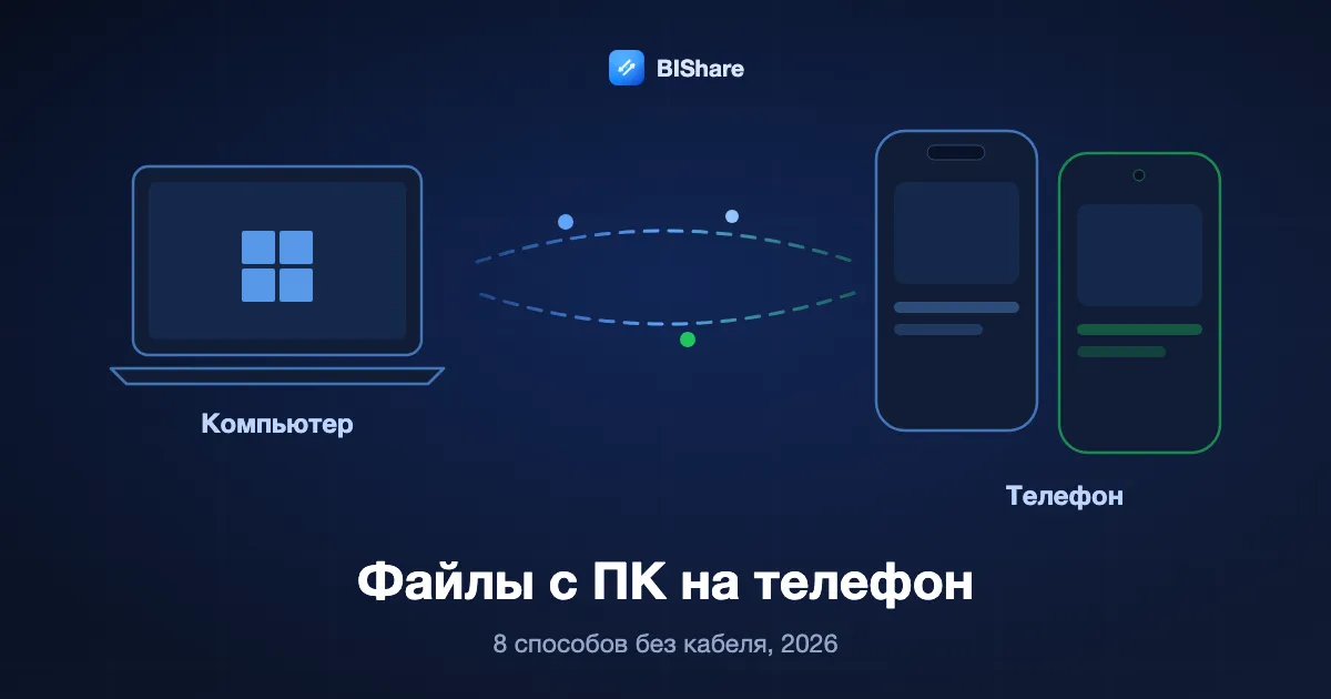 Ноутбук отправляет файлы на телефон, заголовок: как передать файлы с ПК на телефон, восемь способов без кабеля в 2026 году.