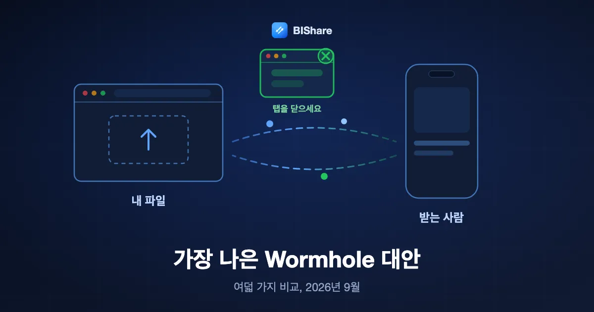 브라우저가 잠긴 파일을 내보내는 동안 탭 닫기 단추가 켜져 있는 그림, 제목은 가장 나은 Wormhole 대안